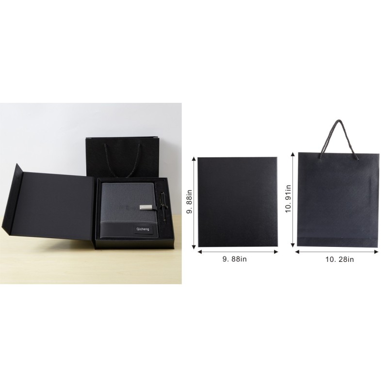 8000mAh Wireless Power Bank Notebook Leather Loose Leaf Binder with LED Light
