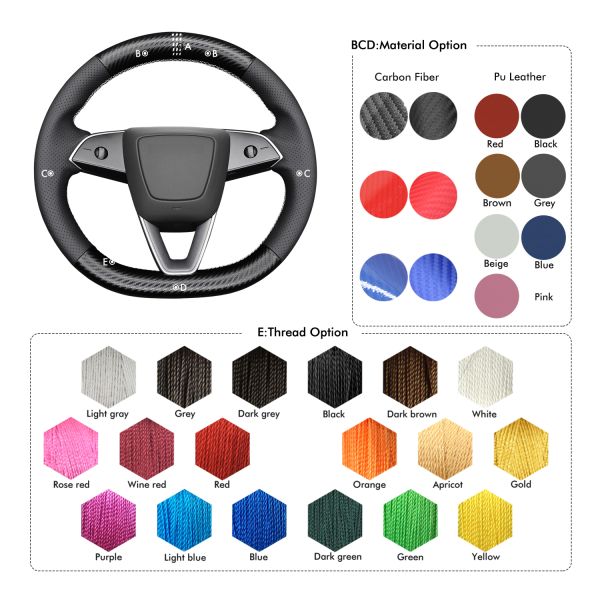 Customized High Quality PU Leather Steering Cover For Tesla Model 3 2023 2024