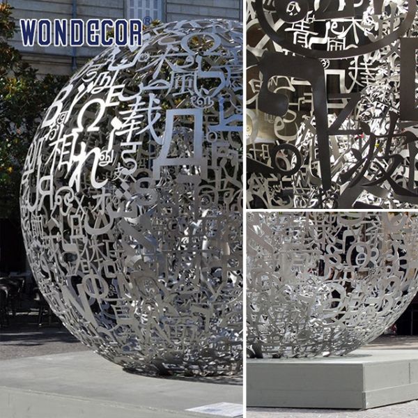 Наружное большое металлическое искусство письмо полые шары скульптура из нержавеющей стали