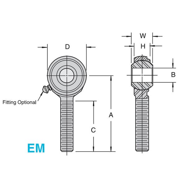 EM Series 2-Piece Metal to Metal Commercial Rod Ends for Lawn and Garden Applications