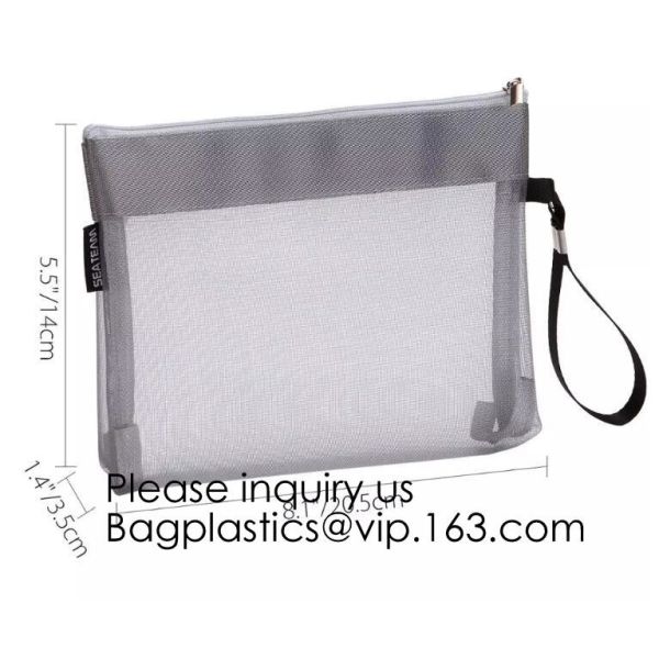 Mesh Makeup Bag See Through Zipper Pouch Travel Cosmetic and Toiletries Organizer Bags for Women Large & Medium, bagease