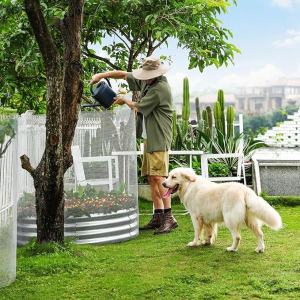 Easy To Assemble Round Metal Raised Garden Beds Outdoor 2*1Ft  Sliver