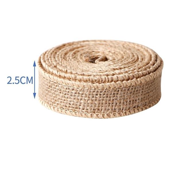 Padrão SOLID COLOR fita de tecido de juta natural fio de borracha fita de rolo para decoração de bricolage