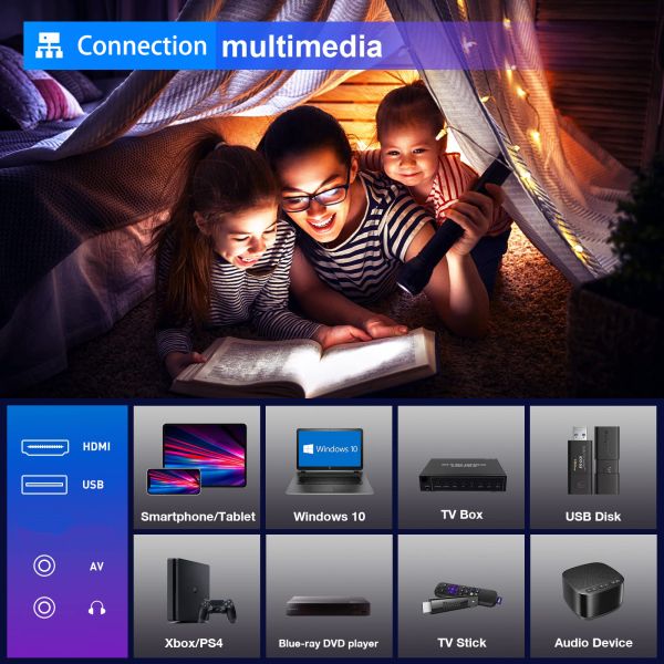Практический умный проектор 4K 1080x1920, 15000 лумен LED мини проектор HD