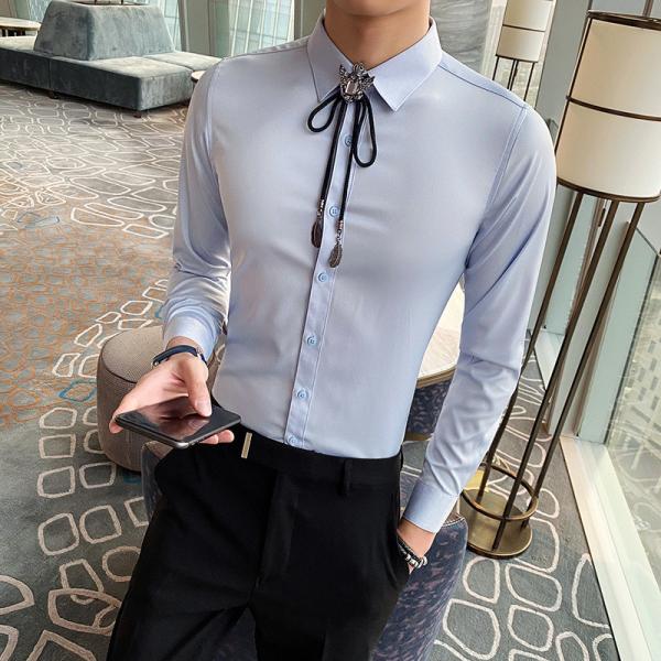 5000 camisas formais masculinas em algodão liso casual design de manga longa para personalização