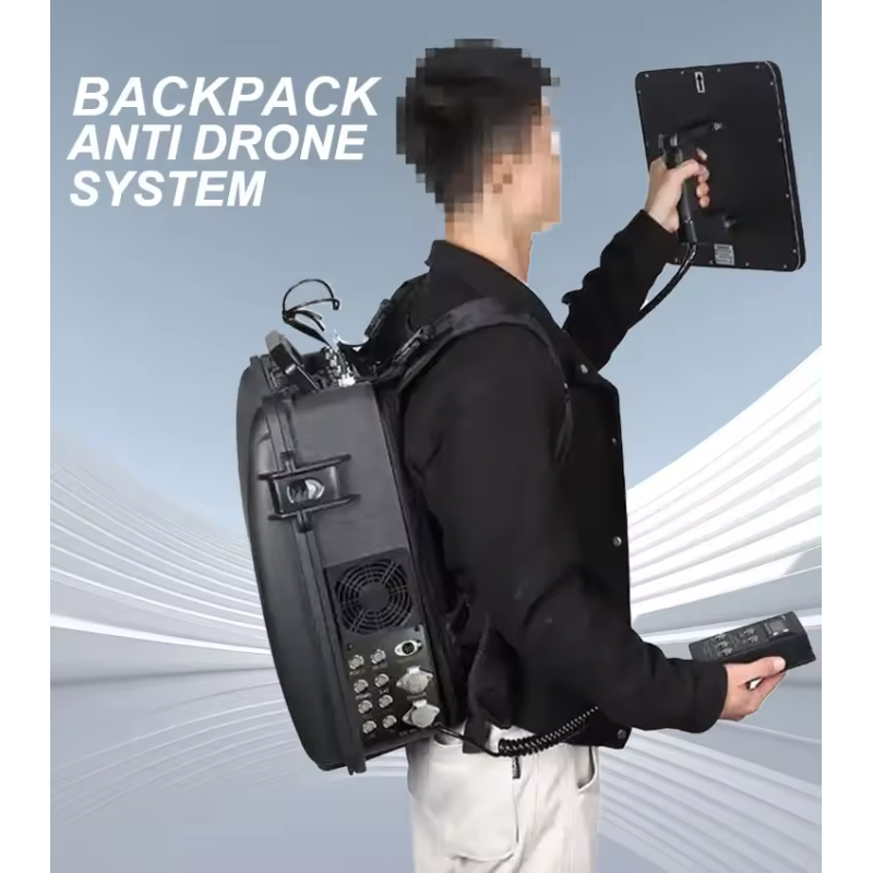 Portable Macpack Anti Drone Systems 8 Bands 320W 2.4G 5.8G 1.5G 900M 5.2G Military RF Jammer UAV Defense System