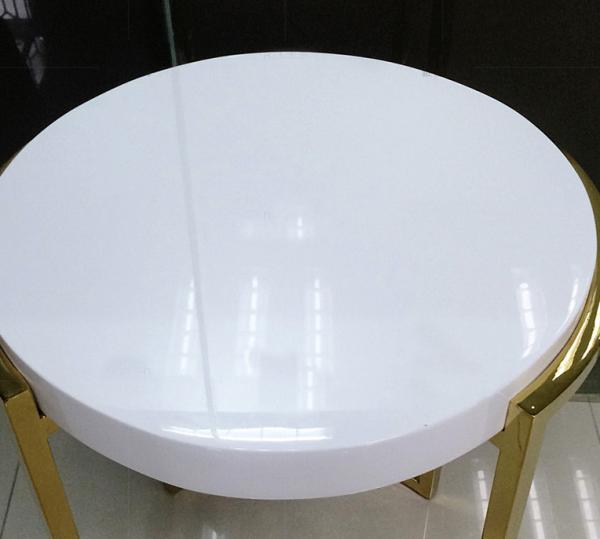 Round white Stone top polished gold finish metal frame coffee table/side table for hotel bedrooom and living room