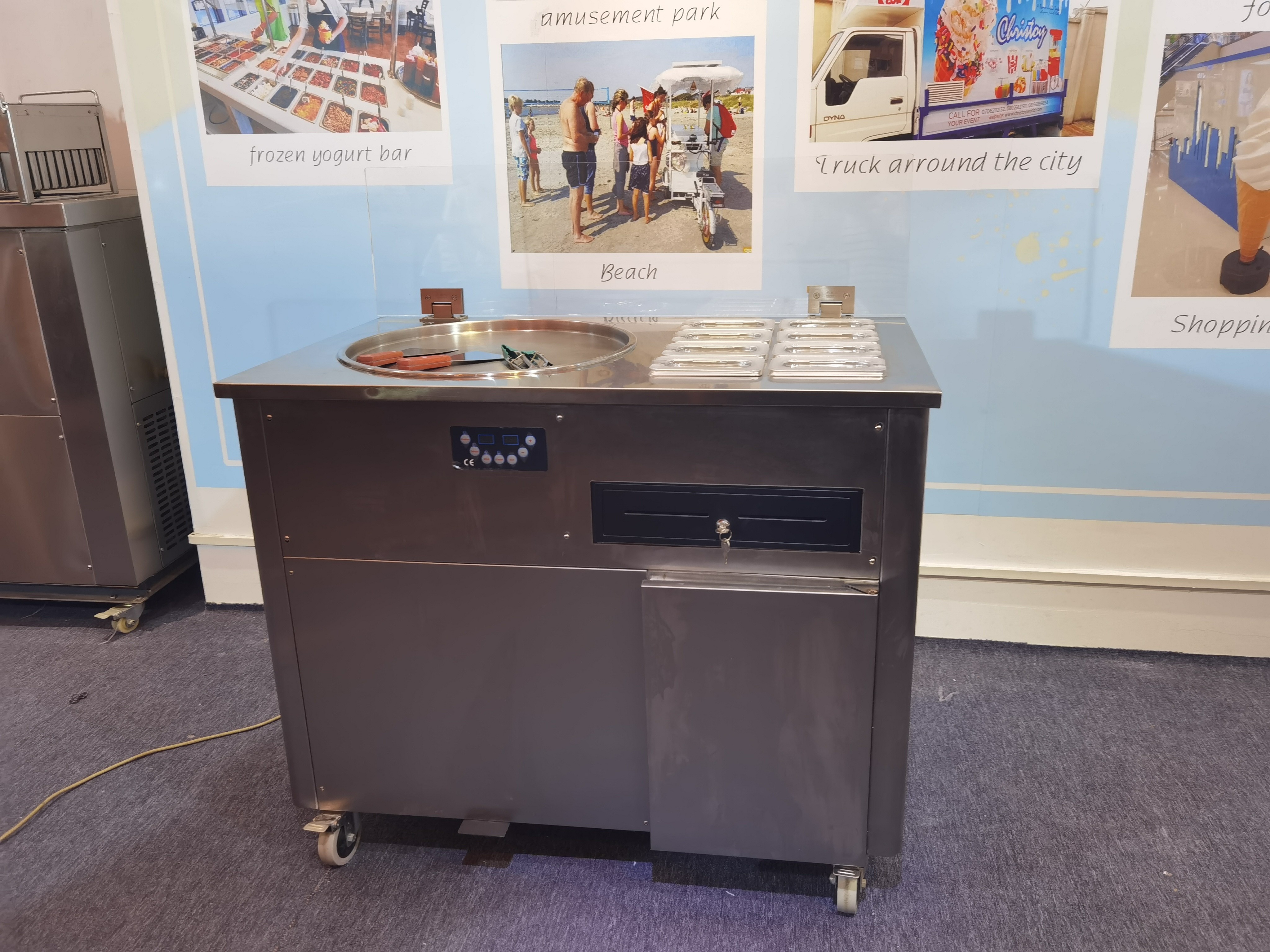 Commercial Easy to Operate Single Flat Pan Fried Quick-Frozen Ice Cream Roll Machine
