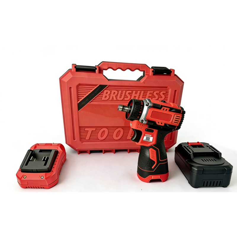 21V Lithium Brushless Cordless Drill Professional High Torque Electric Drill Tool Set with 4 Adapters and Variable Speed