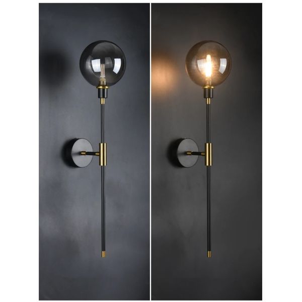 Home Bedside Wall Light Fixtures Black Iron Glass Ball Wall Lamps(WH-VR-152)