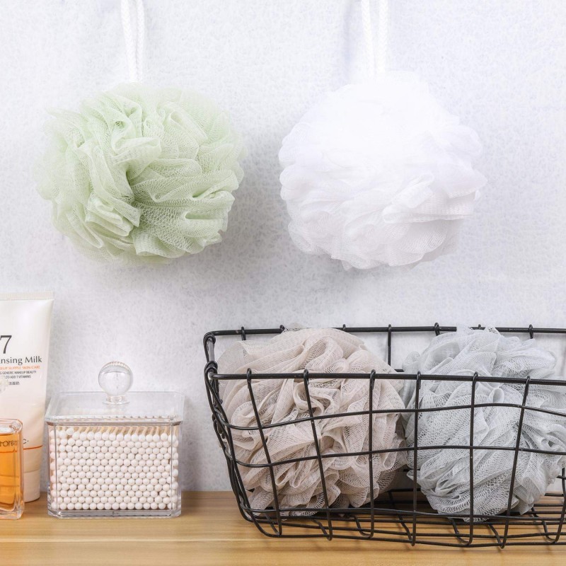 Exfoliating Body Mesh Bath Sponge Shower Loofah Scrubber With Loop