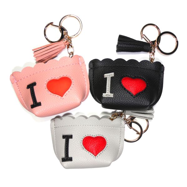 Portable 32g Pink Laser Logo Mini Purse Keychain With Trendy Charm Tassels