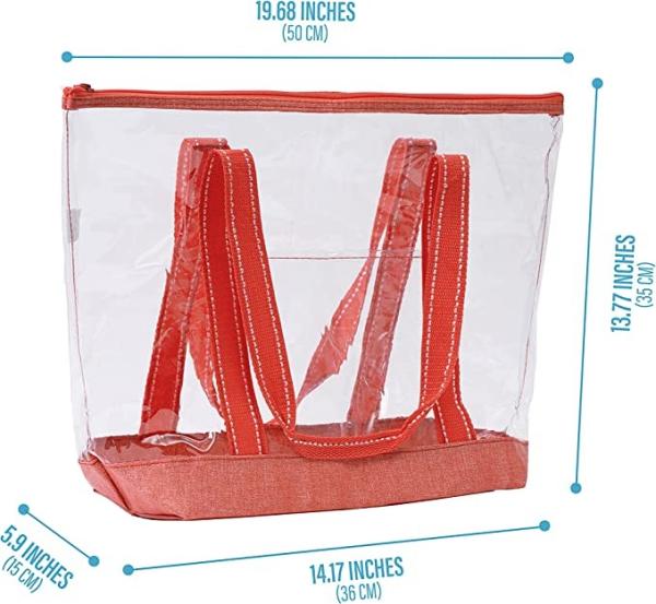 14 pouces sacs de magasinage personnalisés avec logo PVC Clear Tote Bag stade piscine extérieure