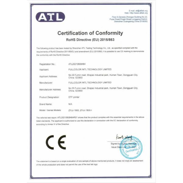 Fullcolor Technology Limited Certifications