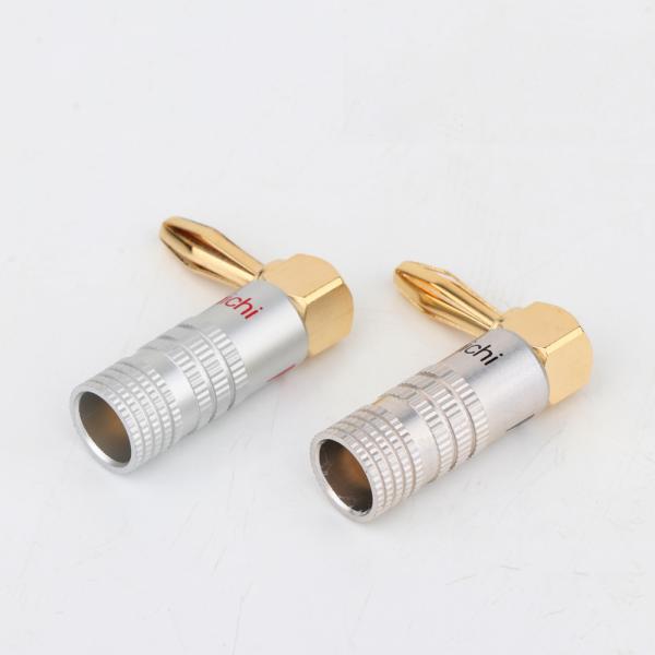 Ouro de alumínio de Shell 24K das tomadas de banana do ângulo direito 4mm Nakamichi chapeado