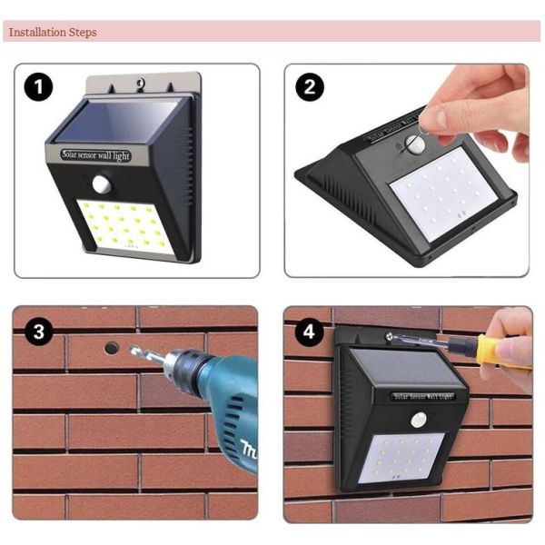 Света стены беспроводного водоустойчивого света ночи безопасностью 20Led датчика движения на открытом воздухе солнечные