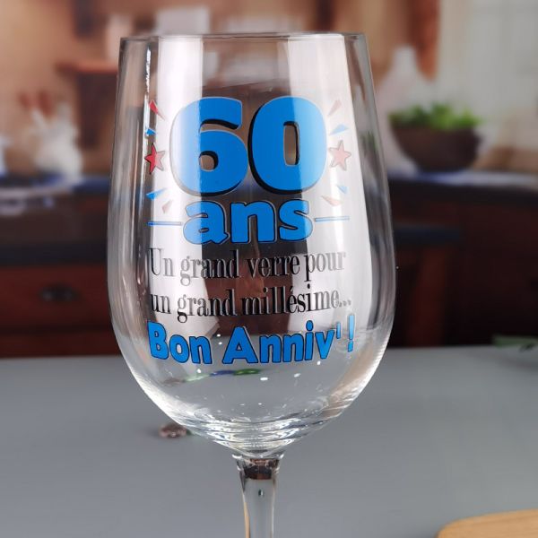 Clear 1 Litre Giant Wine Glass With Anniversary Decor