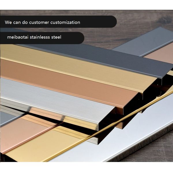 PVD Color Coated Stainless Steel U Profile Edge Trim with 0.65mm Thickness and 2438mm/3048mm Length