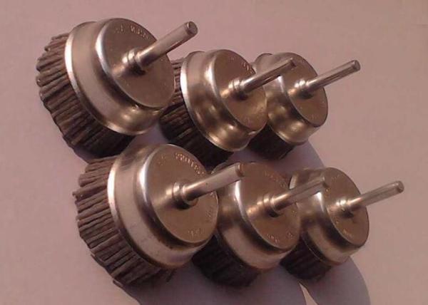 Grey Nylon Filament Nylon Abrasive Cup Brush With Shank Applied Polish the Wood