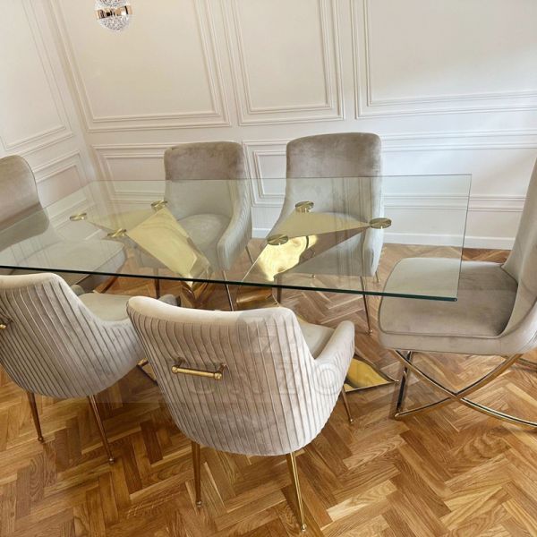 Hotel Furniture Bridal Groom Wedding VIP Dining Table Glass Top Stainless Steel Living Room Party Restaurant Banquet-for Sale