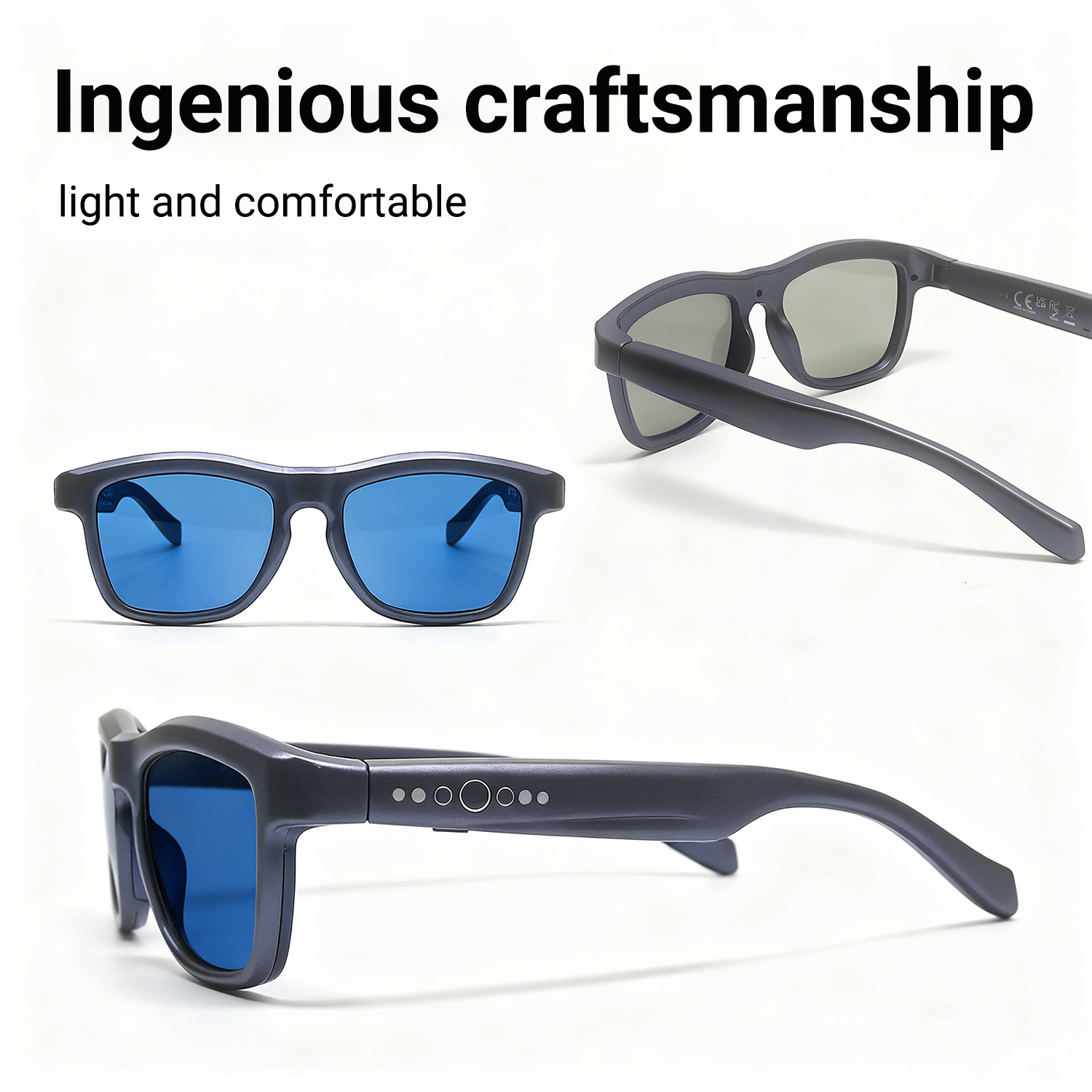 HGMIA 2026 JS-22 PRO Electrochromic Smart Audio Glasses AI Translation Voice Assistant UV Protection Magnetic Charging