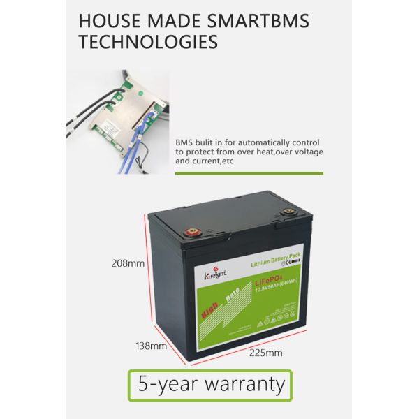 Ранг a силы резервного батарейного питания лития 50AH 12.8V LiFePO4 построенная в BMS