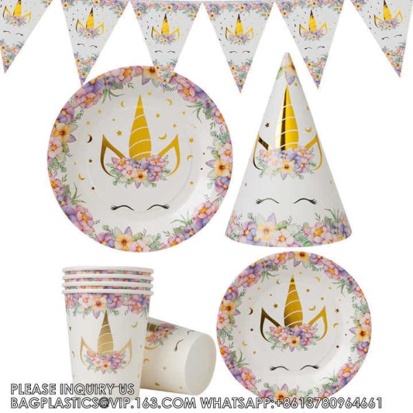 Hot Stamping Unicorn Themed Children'S Birthday Suit Party Supplies Creative Unicorn Party Supplies