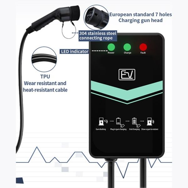 5M Cable Length Floor Mounted EV Charger with Type 2 Charging Interface