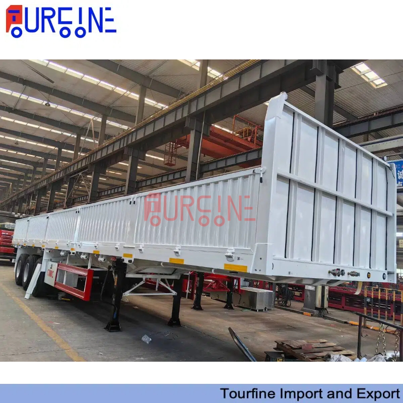 Tri Axle 60 Ton Flatbed Semi Trailer With Detachable Side Walls For Cargo Transport