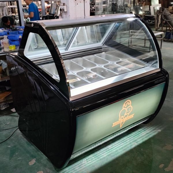12 Pan Gelato Ice Cream Display Freezer Air Cooling Customized CE Approved