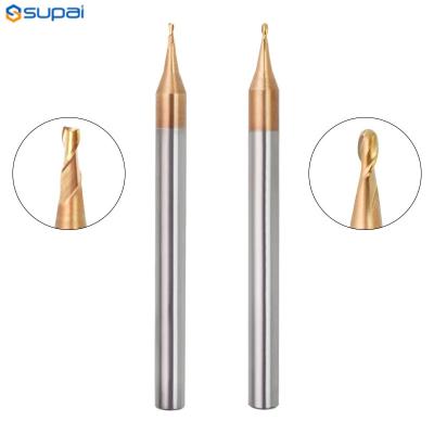 Micro Ball Nose End Mill 2 flautas R0.1-0.45mm aço tungstênio CNC corte de fresagem TiCN Gravação Bit revestido Bit fresagem