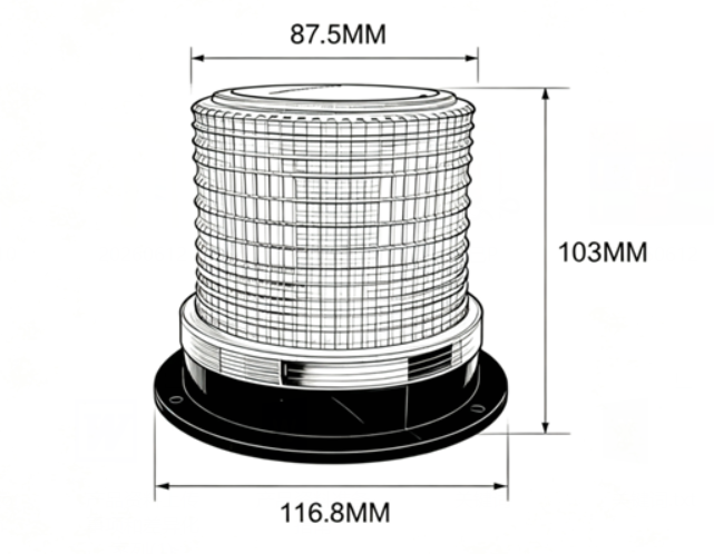 RD-205-30B Red Magnetic Auto Strobe Light 12-24V to Vehicles