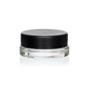 Bocal en verre rond de 7 ml avec capuchon noir transparent personnalisé