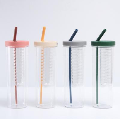 Copos plásticos do café do OEM 700ml com Straw And Lid