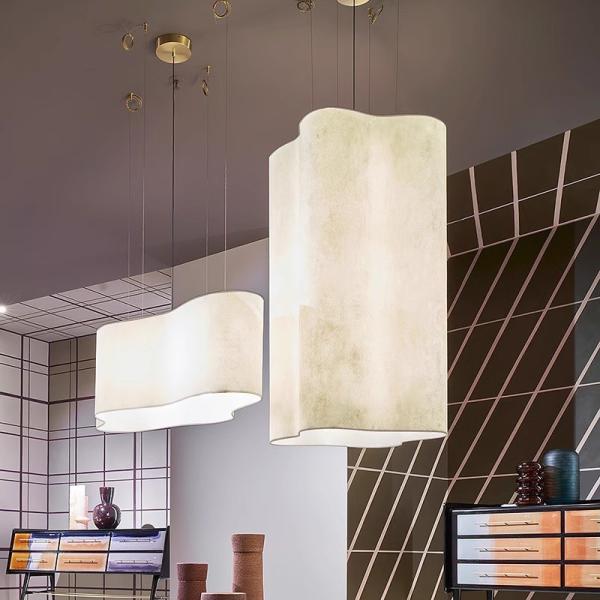 Wabi-sabi clássico de tecido branco contemporâneo candelabro de alumínio pingente luminárias luminárias de controle de interruptor escada interior