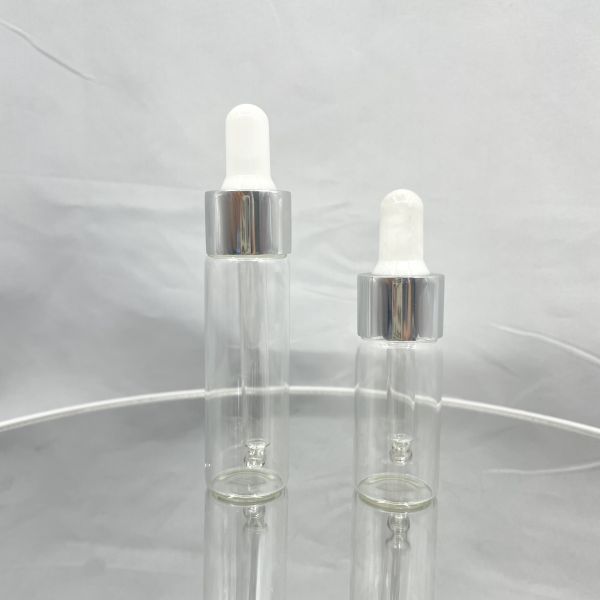 косметика 10ml 15ml стеклянная разливает прямую форму по бутылкам с алюминиевой капельницей масла