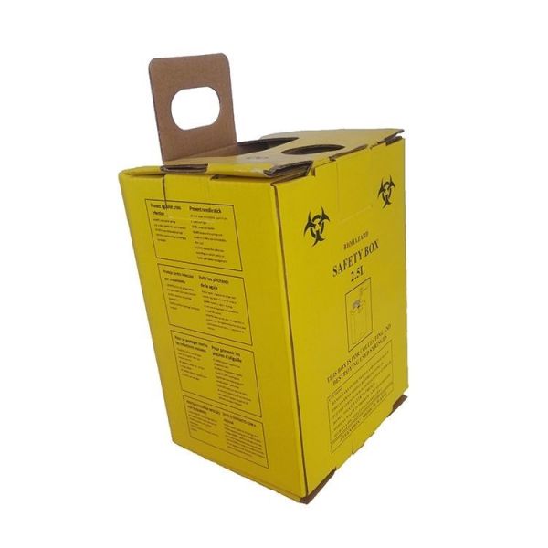 2.5L Safety box, Disposable Medical Cardboard Safety Box, Safety Box For Syringe,Needles and sharps, 2.5 Liters