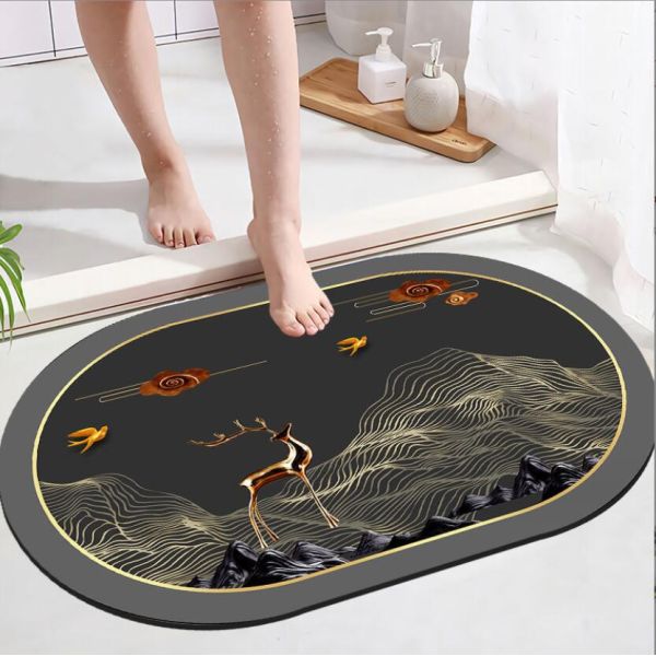 La salle de bain rectangulaire tapis étanche lumière luxe Diatom boue absorbant tapis