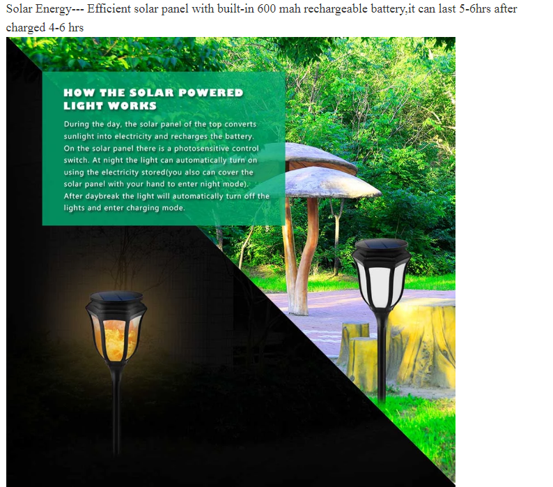 2020 Waterproof New Luxury Solar Flame Torch Lights Dancing Flame Flickering 96 LED Solar Garden Lawn Lamp for Outdoor D