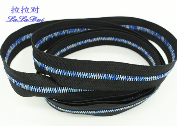 Rainbow Teeth Long Chain Zipper In Roll Black Cotton Tape Customized For Clothes