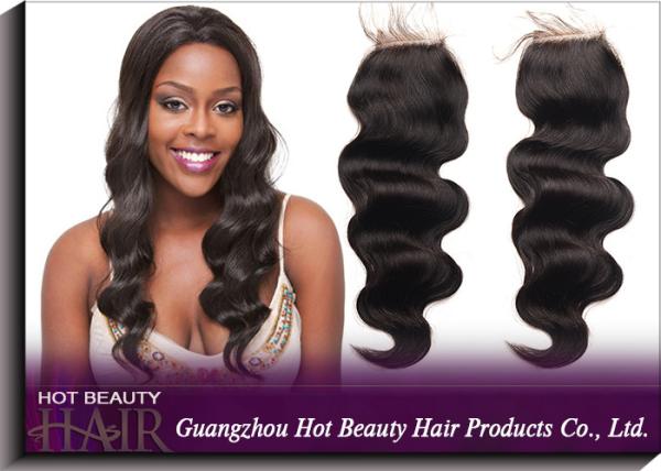 Brazilian Lace Top Closure Natural Colored Curly Human Hair 10 - 18 Length