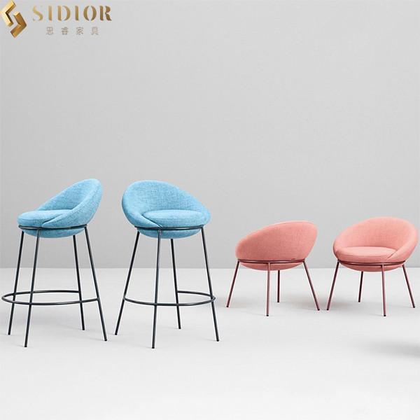 L57cm Yellow Fabric Ultra Modern Dining Chairs With Stainless Steel Legs