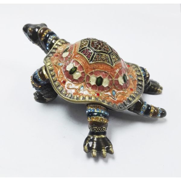 Classical turtle metal jewelry box diamond jewelry box ring box painted dressing table decorations