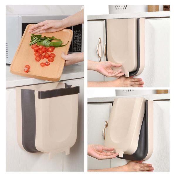 Hands Free Pullout  Hanging FoldableTrash Can Waste Bin Garbage Can Kitchen Trash Can Wall Mounted Hanging Trash Bin