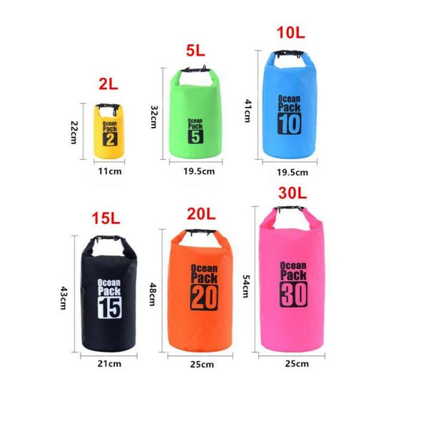 2L 5L 10L 15L 20L 30L Dry Bag PVC Sack Floating Boating Ocean Pack