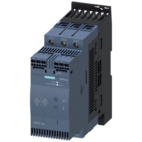 SIEMENS 3RW3038-2BB04 SIRIUS SOFT STARTER S2 72 A, 37 KW/400 V, 40 °C 200-480 V AC, 24 V AC/DC