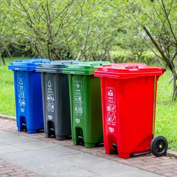 Eco-Friendly 50L Recycling Plastic Waste Bins Sanitary 30L 40L Rubbish Waste Bins Recycle Garbage Bin with Pedal Lid