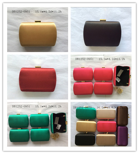 Elegant Hard Box Satin Clutch Bag Black Velvet Lining For Prom And Wedding