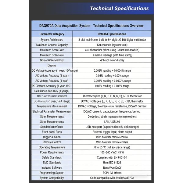 Keysight Agilent DAQ970A High-Performance Data Acquisition System for Electronic Measuring Instruments