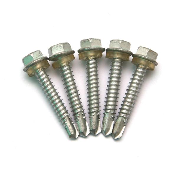 ANSI Standard SUS 410 Hex Washer Head Self Drilling Driving Screws With PVC Washer Dacromet Coat